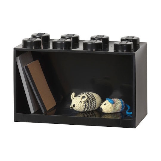 Παιδικό Ράφι Κουτί Mural 8 Studs Black 32x16x21εκ.