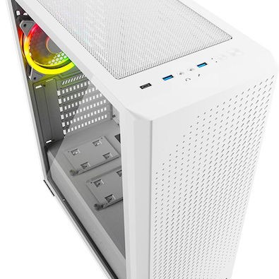 Sharkoon VS9 RGB Midi Tower Κουτί Υπολογιστή με Πλαϊνό Παράθυρο Λευκό