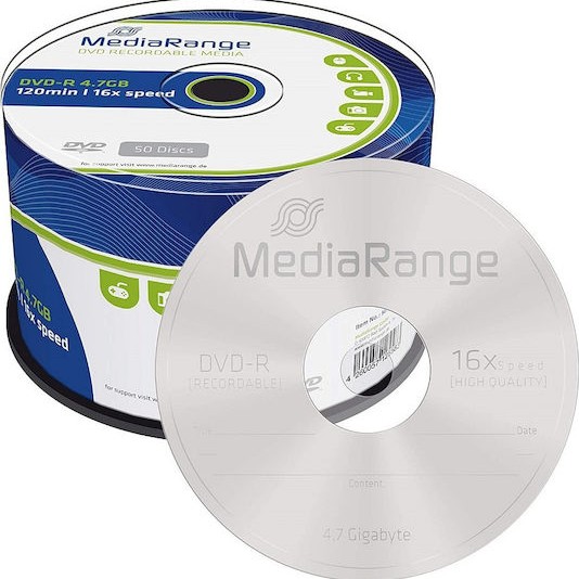 MediaRange Εγγράψιμα DVD-R 16x 4.7GB Cake Box 50τμχ