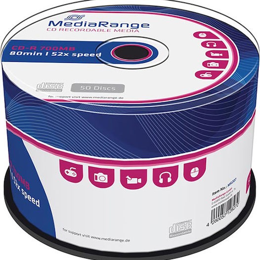 MediaRange Εγγράψιμα CD-R 52x 700MB Cake Box 50τμχ