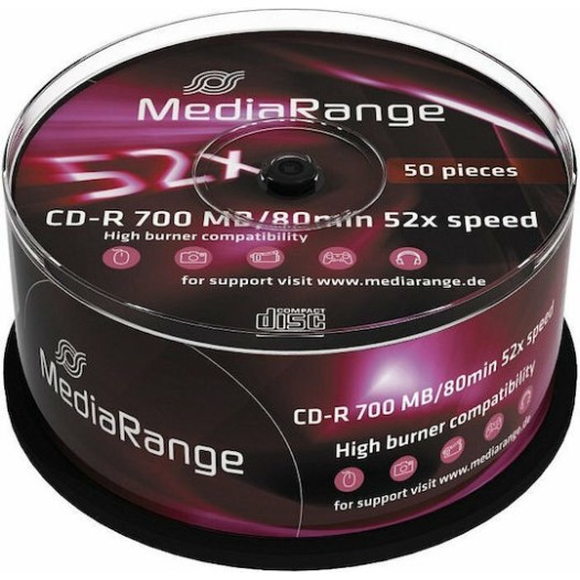 MediaRange Εγγράψιμα CD-R 52x 700MB Cake Box 50τμχ
