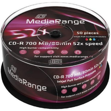 MediaRange Εγγράψιμα CD-R 52x Printable 700MB Cake Box 50τμχ