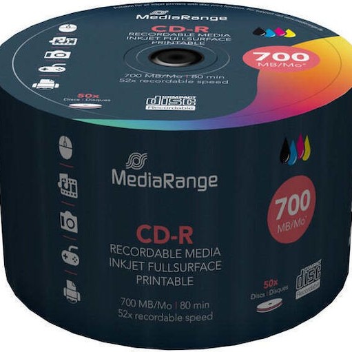 MediaRange Εγγράψιμα CD-R 52x Printable 700MB Cake Box 50τμχ