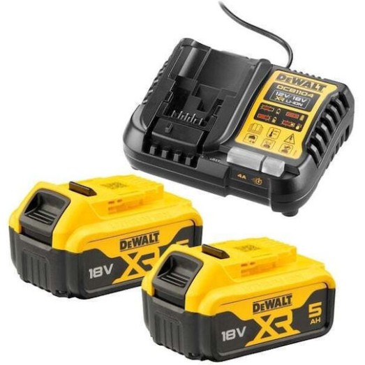 Dewalt Σετ 2 Μπαταριών Εργαλείου Λιθίου 18V Χωρητικότητας 5Ah με Φορτιστή