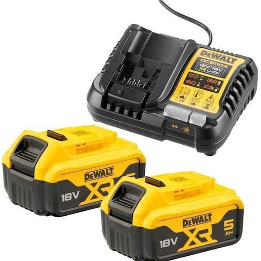 Dewalt Σετ 2 Μπαταριών Εργαλείου Λιθίου 18V Χωρητικότητας 5Ah με Φορτιστή