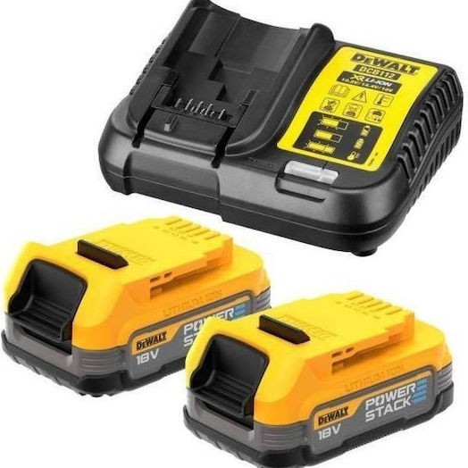 Dewalt Σετ 2 Μπαταριών Εργαλείου Λιθίου 18V Χωρητικότητας 5Ah με Φορτιστή