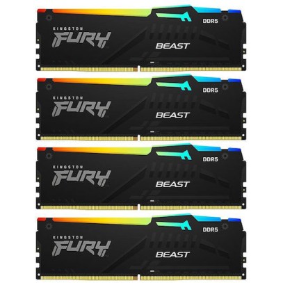 Kingston Fury Beast RGB DDR5 64GB RAM με 4x16GB Modules και Ταχύτητα 5200 για Desktop