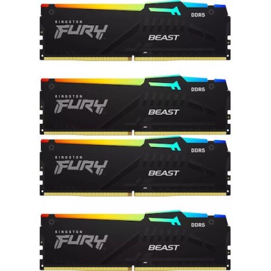 Kingston Fury Beast RGB DDR5 64GB RAM με 4x16GB Modules και Ταχύτητα 5200 για Desktop