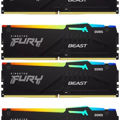 Kingston Fury Beast RGB DDR5 64GB RAM με 4x16GB Modules και Ταχύτητα 6000 για Desktop