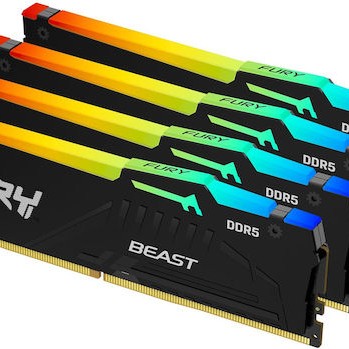 Kingston Fury Beast RGB DDR5 128GB RAM με 4x32GB Modules και Ταχύτητα 5200 για Desktop