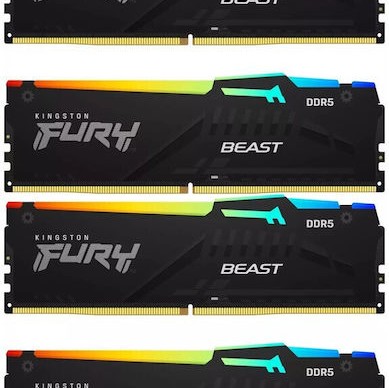 Kingston Fury Beast RGB DDR5 128GB RAM με 4x32GB Modules και Ταχύτητα 5200 για Desktop
