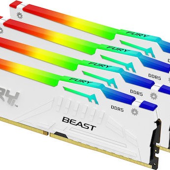Kingston Fury Beast RGB DDR5 64GB RAM με 4x16GB Modules και Ταχύτητα 6000 για Desktop