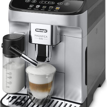 De'Longhi Magnifica Evo Αυτόματη Μηχανή Espresso 1450W Πίεσης 15bar για Cappuccino με Μύλο Άλεσης Ασημί