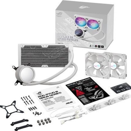 Asus ROG Ryuo III 240 ARGB Υδρόψυξη Επεξεργαστή Διπλού Ανεμιστήρα 120mm για Socket AM4/AM5/1700/1200/115x Λευκή