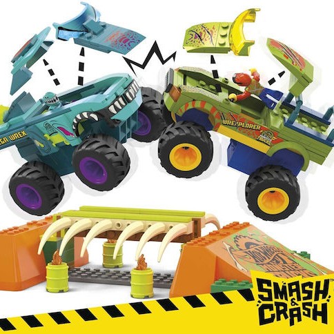 Hot Wheels Mega Hot Wheels: Monster Trucks Smash Crash Αυτοκινητάκι Mega-Wrex Boneyard Stunt Course για 5+ Ετών
