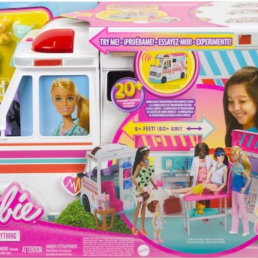 Barbie Κινητό Ιατρείο-Ασθενοφόρο Όχημα για Κούκλες για 3+ Ετών