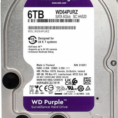 Western Digital Purple 6TB HDD Σκληρός Δίσκος 3.5