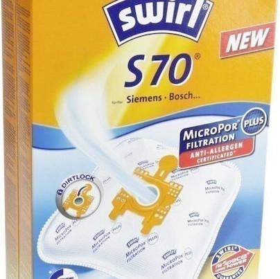 Swirl S70 Σακούλες Σκούπας 4τμχ Συμβατή με Σκούπα Bosch / Siemens