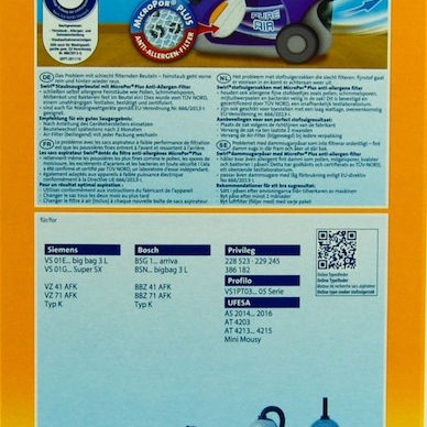 Swirl S70 Σακούλες Σκούπας 4τμχ Συμβατή με Σκούπα Bosch / Siemens