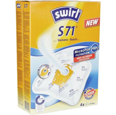 Swirl S71 Σακούλες Σκούπας 4τμχ Συμβατή με Σκούπα Bosch / Siemens