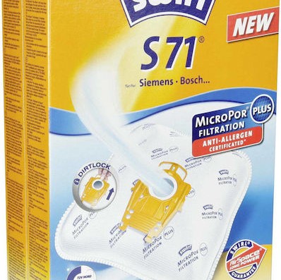 Swirl S71 Σακούλες Σκούπας 4τμχ Συμβατή με Σκούπα Bosch / Siemens