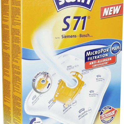 Swirl S71 Σακούλες Σκούπας 4τμχ Συμβατή με Σκούπα Bosch / Siemens