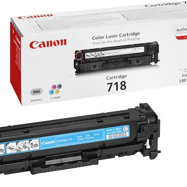Canon 718 Γνήσιο Toner Laser Εκτυπωτή Κυανό 2900 Σελίδων (2661B002)