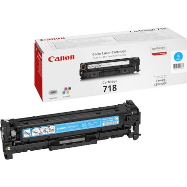 Canon 718 Γνήσιο Toner Laser Εκτυπωτή Κυανό 2900 Σελίδων (2661B002)