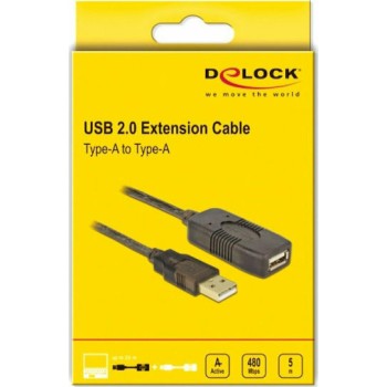 DeLock USB 2.0 Cable USB-A male - USB-A female Μαύρο 5m (82308)