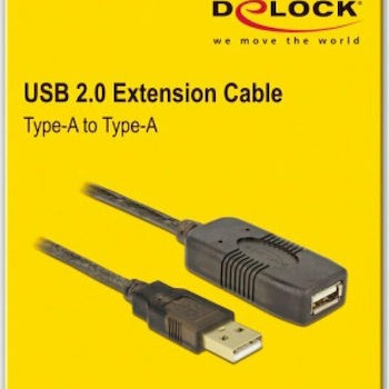 DeLock USB 2.0 Cable USB-A male - USB-A female Μαύρο 5m (82308)