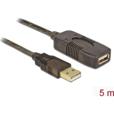 DeLock USB 2.0 Cable USB-A male - USB-A female Μαύρο 5m (82308)