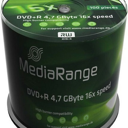 MediaRange Εγγράψιμα DVD+R 16x 4.7GB Cake Box 100τμχ