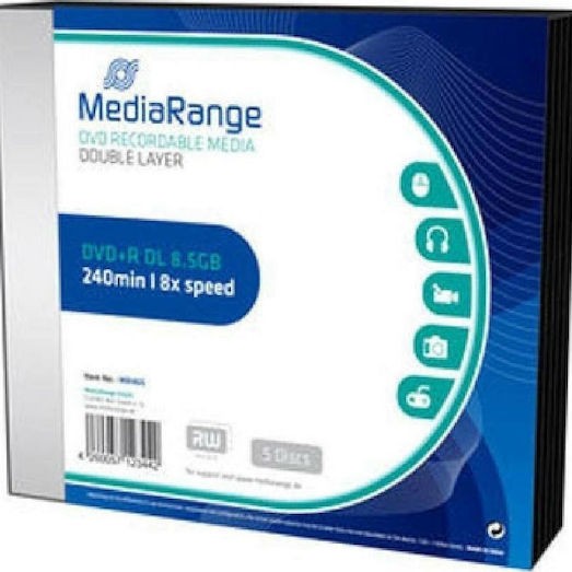 MediaRange Εγγράψιμα DVD+R 8x Dual Layer 8.5GB 5τμχ