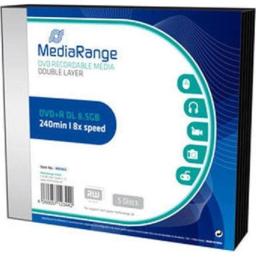 MediaRange Εγγράψιμα DVD+R 8x Dual Layer 8.5GB 5τμχ