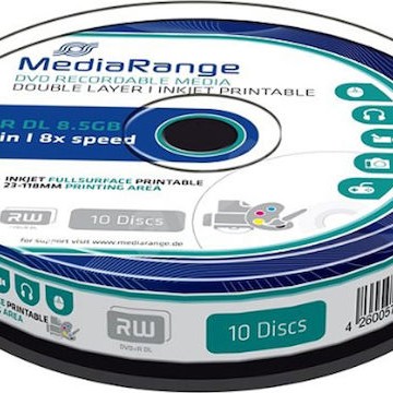 MediaRange Εγγράψιμα DVD+R 8x Dual Layer Printable 8.5GB Cake Box 10τμχ