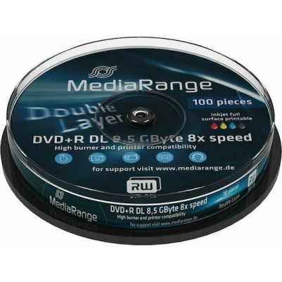 MediaRange Εγγράψιμα DVD+R 8x Dual Layer Printable 8.5GB Cake Box 10τμχ