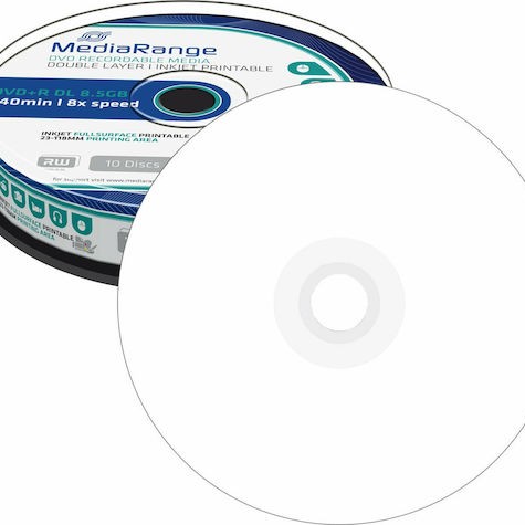 MediaRange Εγγράψιμα DVD+R 8x Dual Layer Printable 8.5GB Cake Box 10τμχ