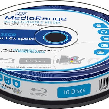 MediaRange Εγγράψιμα BD-R 6x Printable 25GB Cake Box 10τμχ