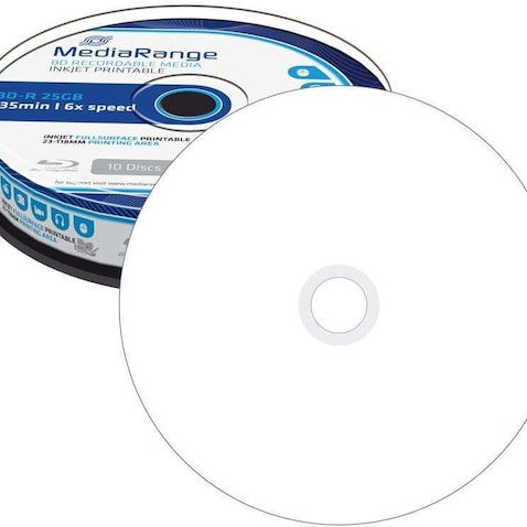MediaRange Εγγράψιμα BD-R 6x Printable 25GB Cake Box 10τμχ