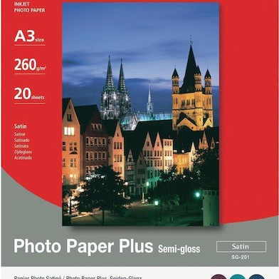 Canon SG-201 Φωτογραφικό Χαρτί Plus A3 260gr/m² για Εκτυπωτές Inkjet 20 Φύλλα