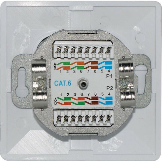 Goobay Εξωτερική Διπλή Πρίζα Δικτύου RJ45 Τύπου Cat6 σε Λευκό Χρώμα 68244