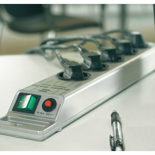 Brennenstuhl Super-Solid Line Πολύπριζο Ασφαλείας 5 Θέσεων με Διακόπτη και Καλώδιο 2.5m Ασημί