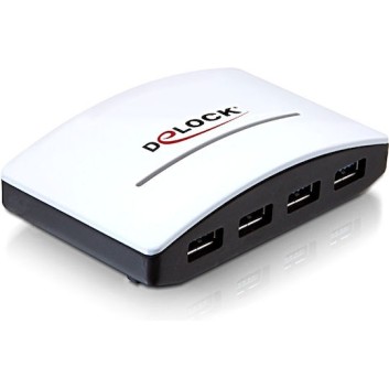 DeLock USB 3.0 Hub 4 Θυρών με σύνδεση USB-A και Εξωτερική Παροχή Ρεύματος Λευκό