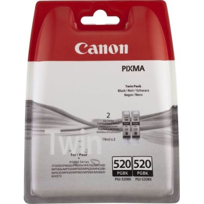 Canon PGI-520 Γνήσιο Πακέτο 2 Μελανιών Εκτυπωτή InkJet Μαύρο (2932B012)