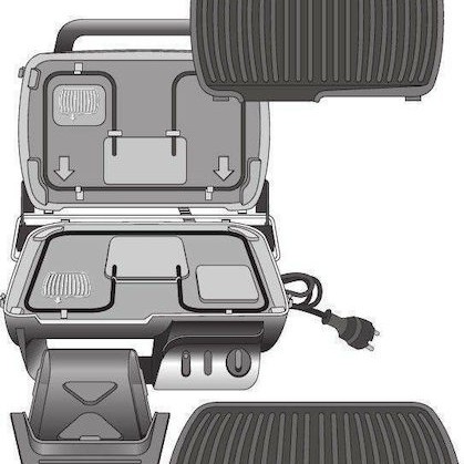 Tefal Ultra Compact 600 Τοστιέρα Γκριλιέρα με Αποσπώμενες Πλάκες 2000W Inox