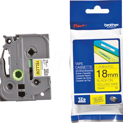 Brother Ταινία Ετικετογράφου 8m x 18mm σε Κίτρινο Χρώμα