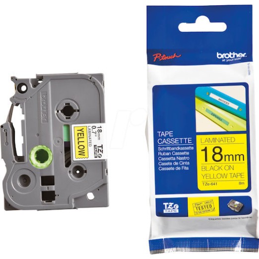 Brother Ταινία Ετικετογράφου 8m x 18mm σε Κίτρινο Χρώμα