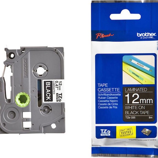 Brother Ταινία Ετικετογράφου 8m x 12mm σε Μαύρο Χρώμα