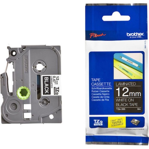 Brother Ταινία Ετικετογράφου 8m x 12mm σε Μαύρο Χρώμα