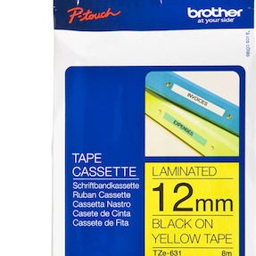 Brother TZE-631 Ταινία Ετικετογράφου 8m x 12mm σε Κίτρινο Χρώμα